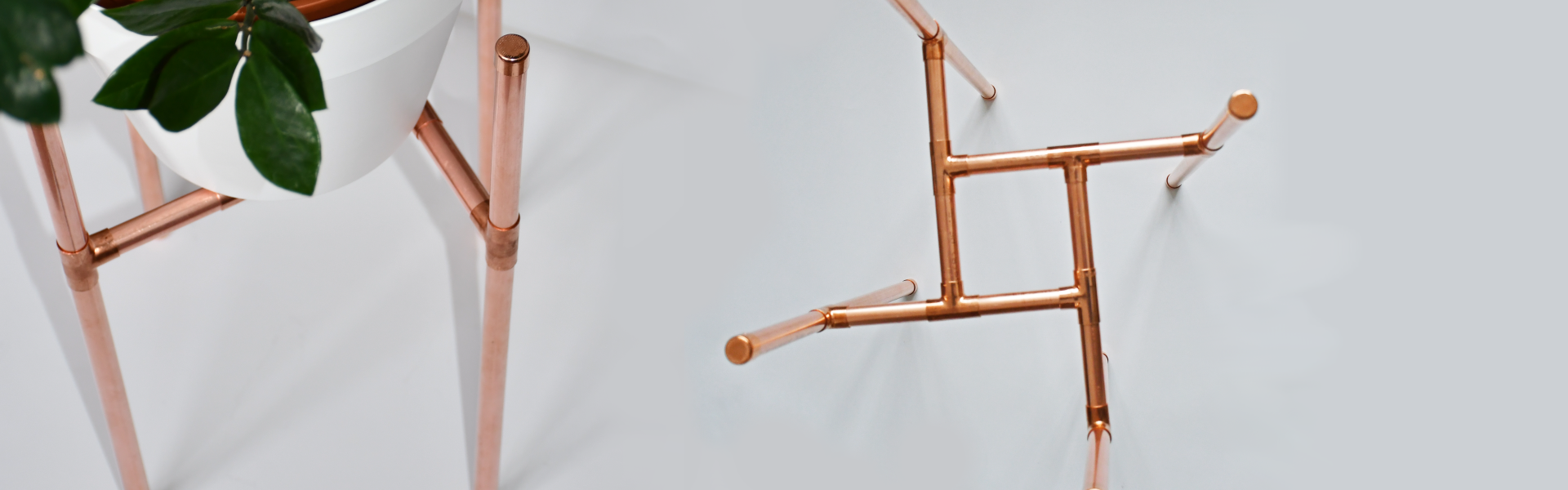 DIY-Projekt zum Selbermachen eines Blumenständers aus Kupferrohren