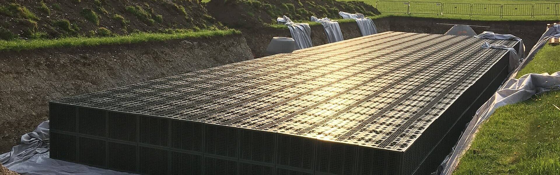 Neue Baugrundstücke werden mit einer Sickerungsanlage entwässert